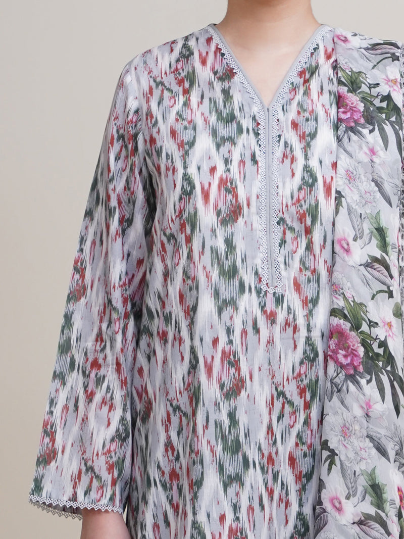3 Piece - Printed & Embroidered Khaddar Suit - C6296 - Shop Now at Kayseria
