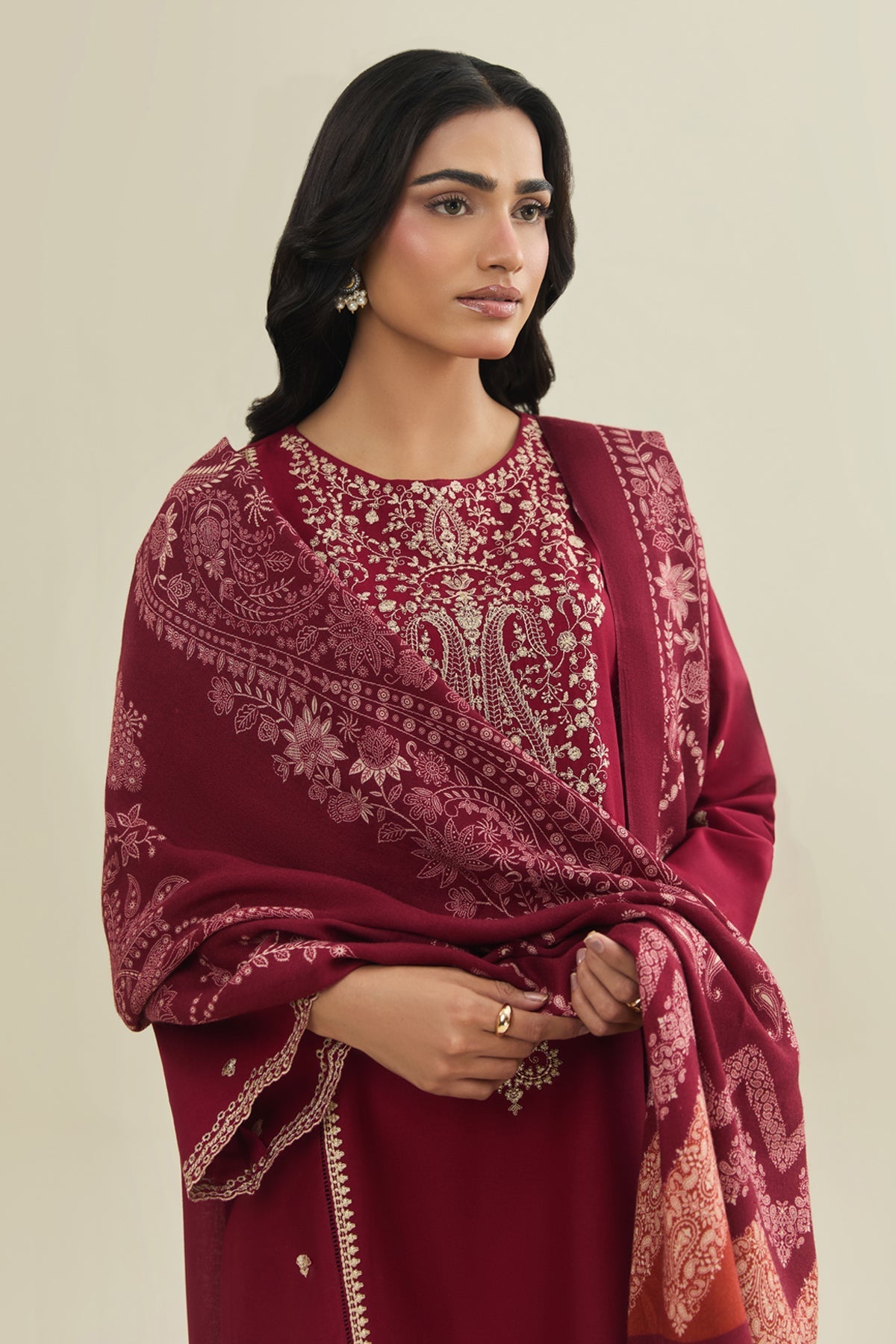3 Piece - Printed & Embroidered Suit - C6362 - Shop Now at Kayseria