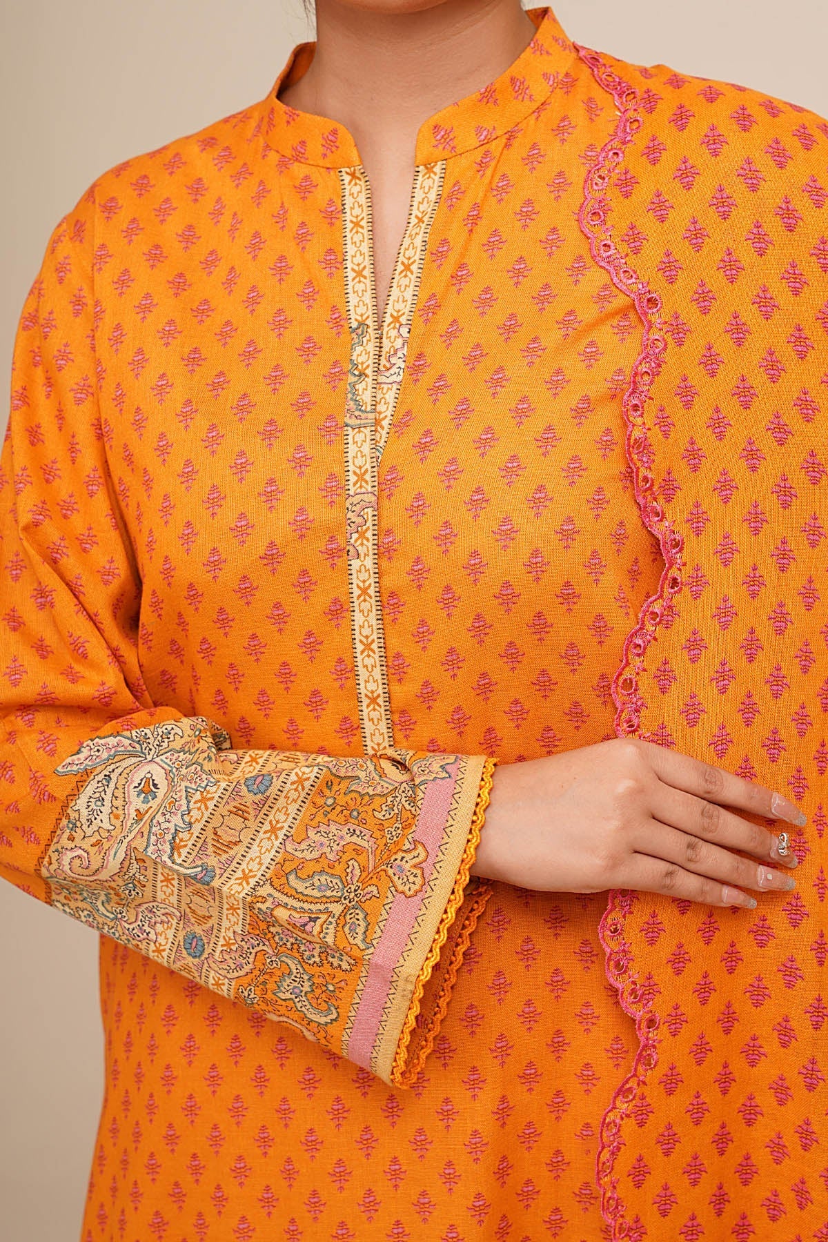 3 Piece - Printed & Embroidered Suit - C6367 - Shop Now at Kayseria