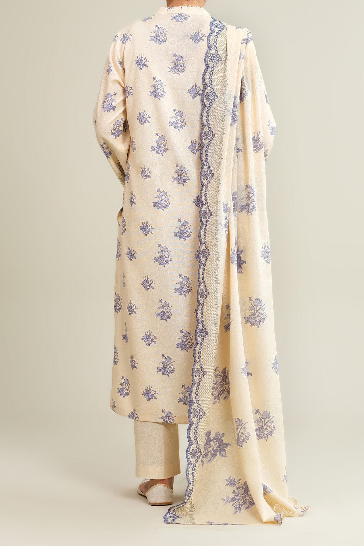 3 Piece - Printed & Embroidered Viscose Karandi Suit - C6455 - Shop Now at Kayseria