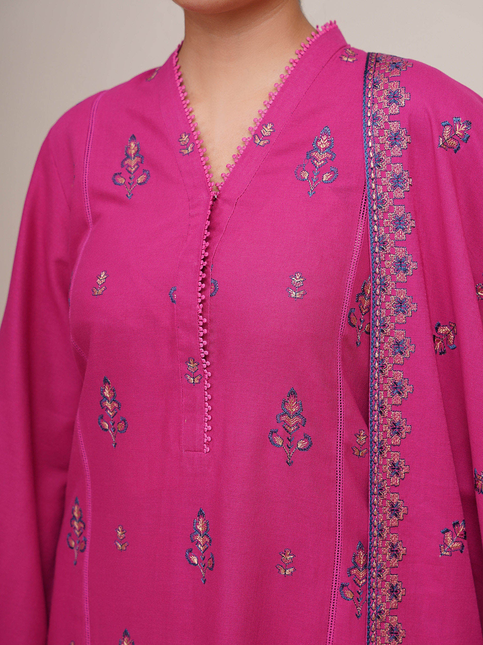 3 Piece - Embroidered Khaddar Suit - E1755 - Shop Now at Kayseria