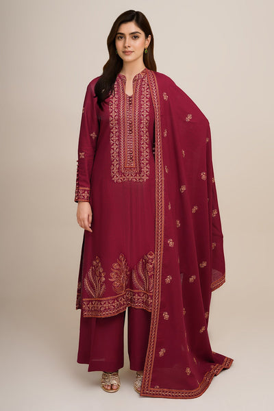 3 Piece - Embroidered Khaddar Suit - E1763 - Shop Now at Kayseria