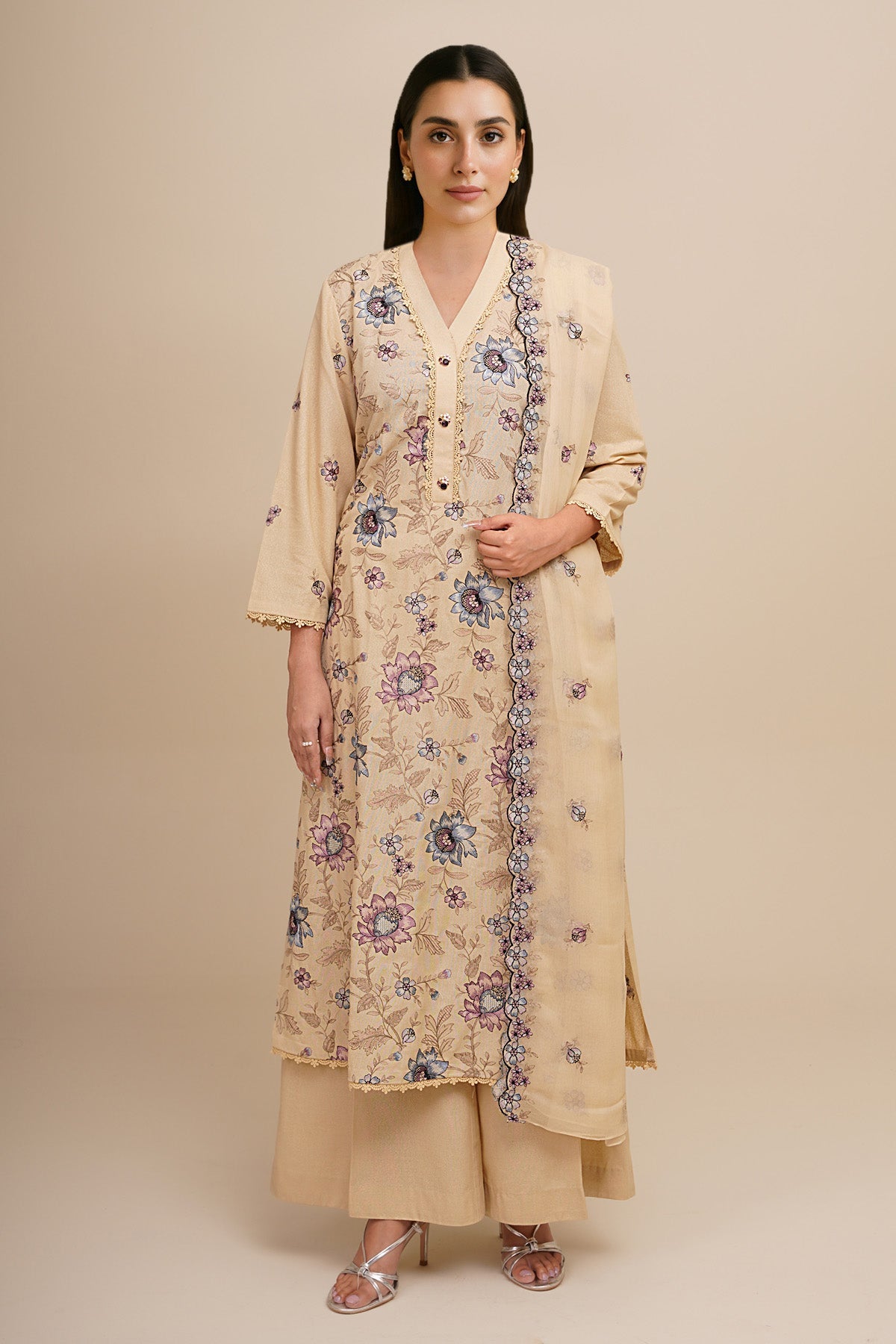 3 Piece - Embroidered Suit - E1768 - Shop Now at Kayseria