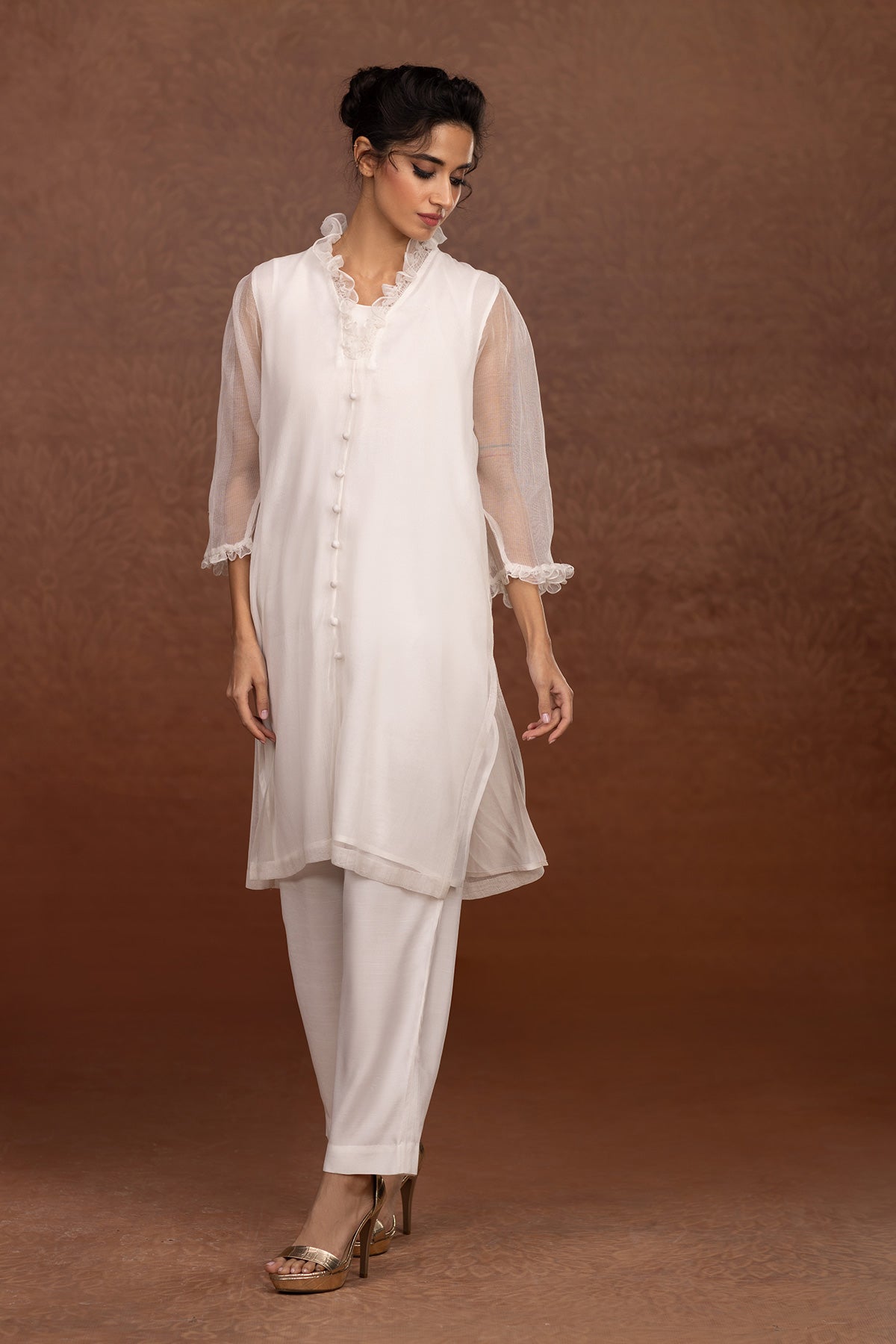 2 Piece - Dyed Chery Net Suit - MCP-1327-32 - Shop Now at Kayseria